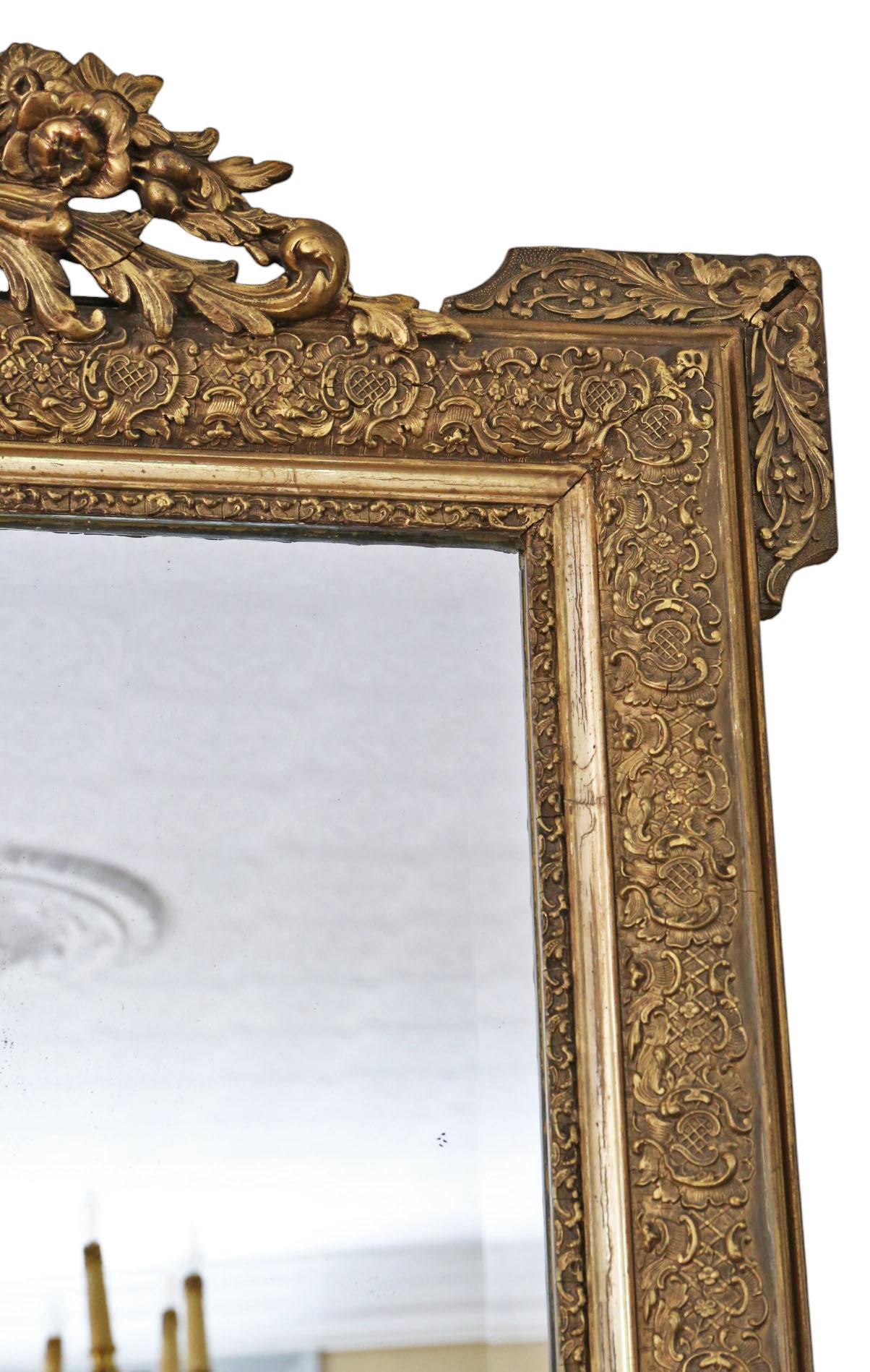 Grande specchio da parete dorato d'epoca del XIX secolo - Dichiarazione d'epoca in oro in vendita 2