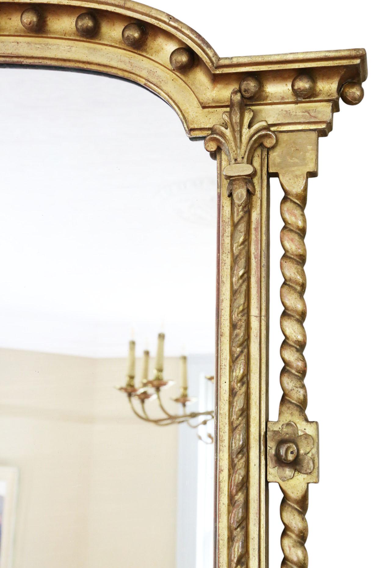 Large 19th Century Antique Giltwood Overmantel or Wall Mirror – Ornate Gold In Good Condition For Sale In Wisbech, Cambridgeshire
