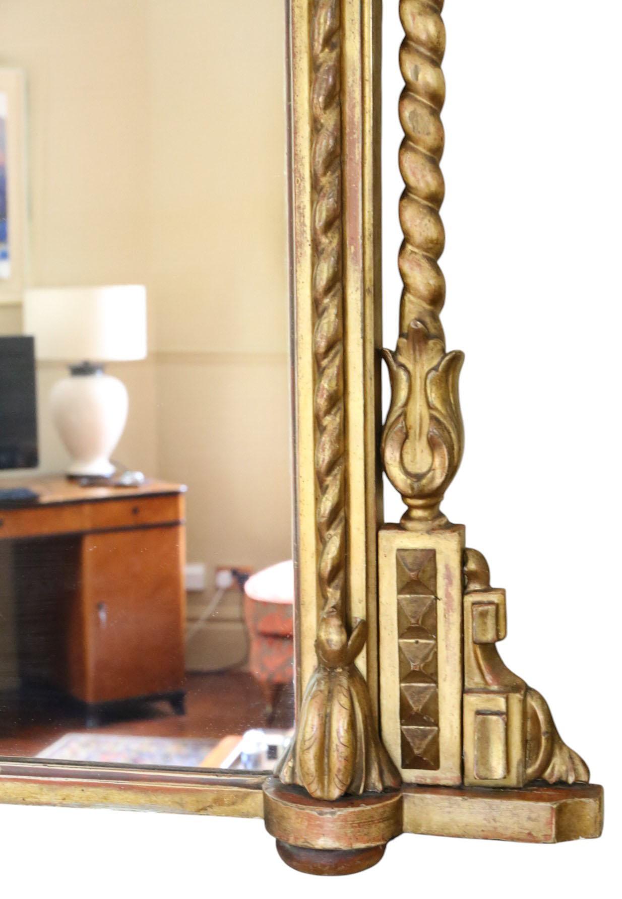 Glass Large 19th Century Antique Giltwood Overmantel or Wall Mirror – Ornate Gold For Sale
