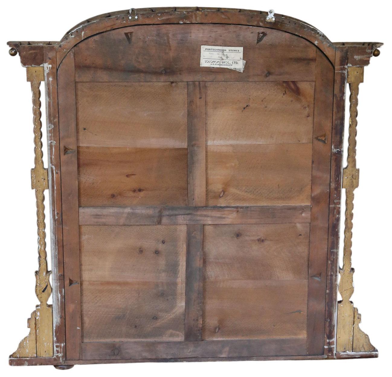 Large 19th Century Antique Giltwood Overmantel or Wall Mirror – Ornate Gold For Sale 2