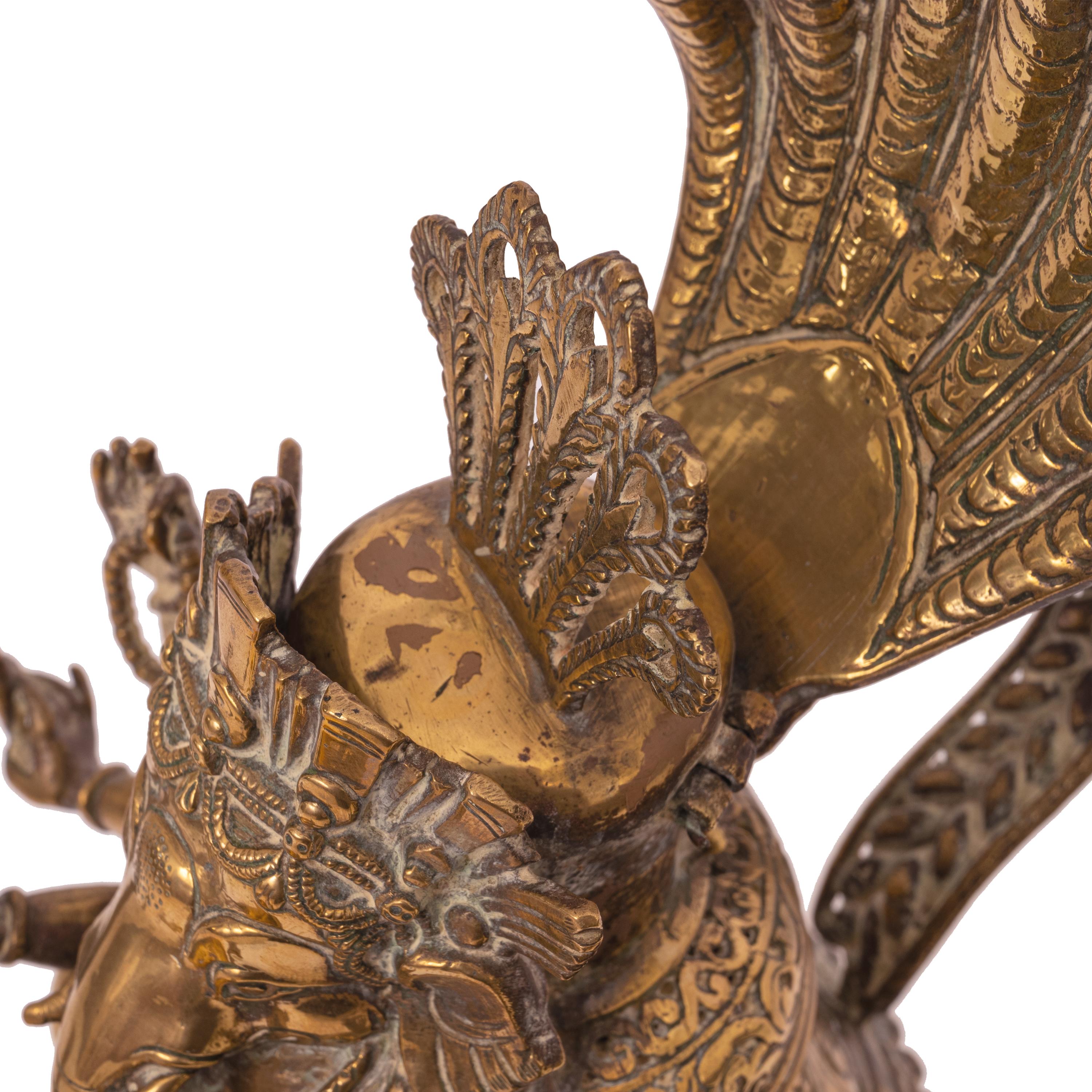 Large 19th Century Antique Indian Hindu Ganesha Figural Votive Brass Oil Lamp For Sale 8