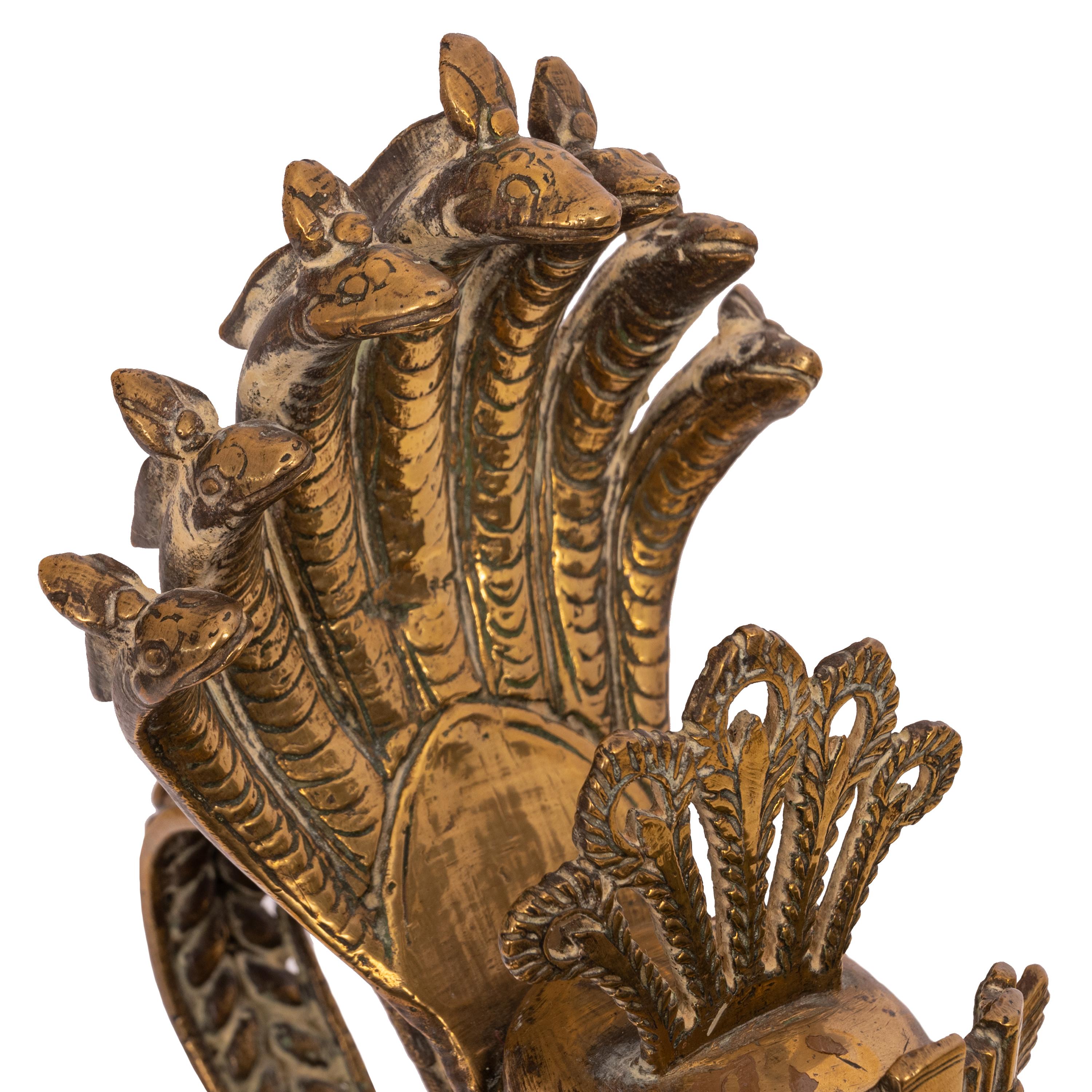 Large 19th Century Antique Indian Hindu Ganesha Figural Votive Brass Oil Lamp For Sale 3