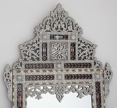 Large Antique Levantine Damascene Abalone Mother-of-Pearl and Bone Inlaid Mirror