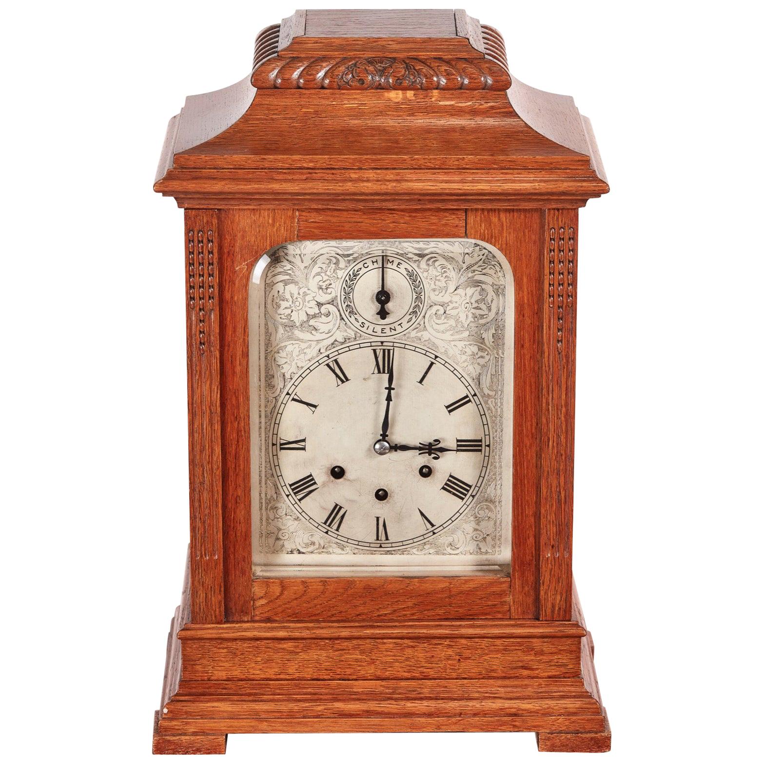 Large 19th Century Antique Oak 8 Day Bracket Clock