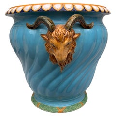 Large 19th Century Aqua Majolica Jardiniere Minton