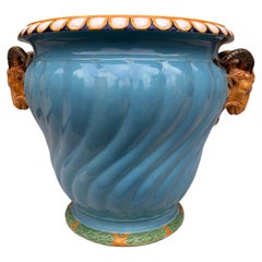 Large 19th Century Aqua Majolica Jardiniere Minton