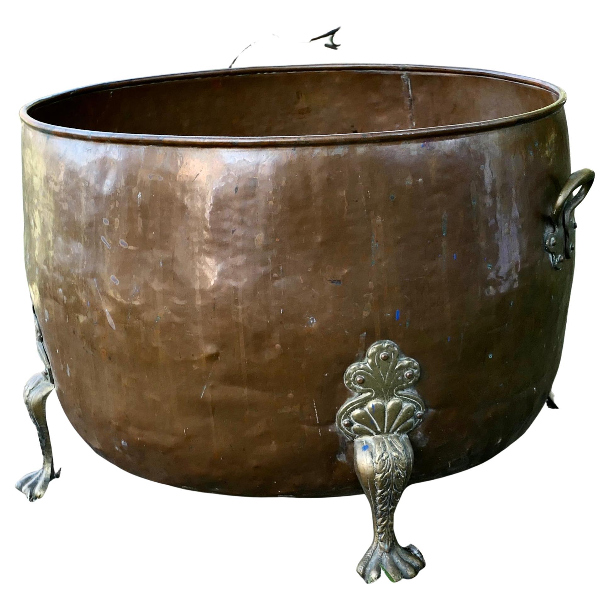 Large 19th Century Arts and Crafts Copper Log Bin or Planter