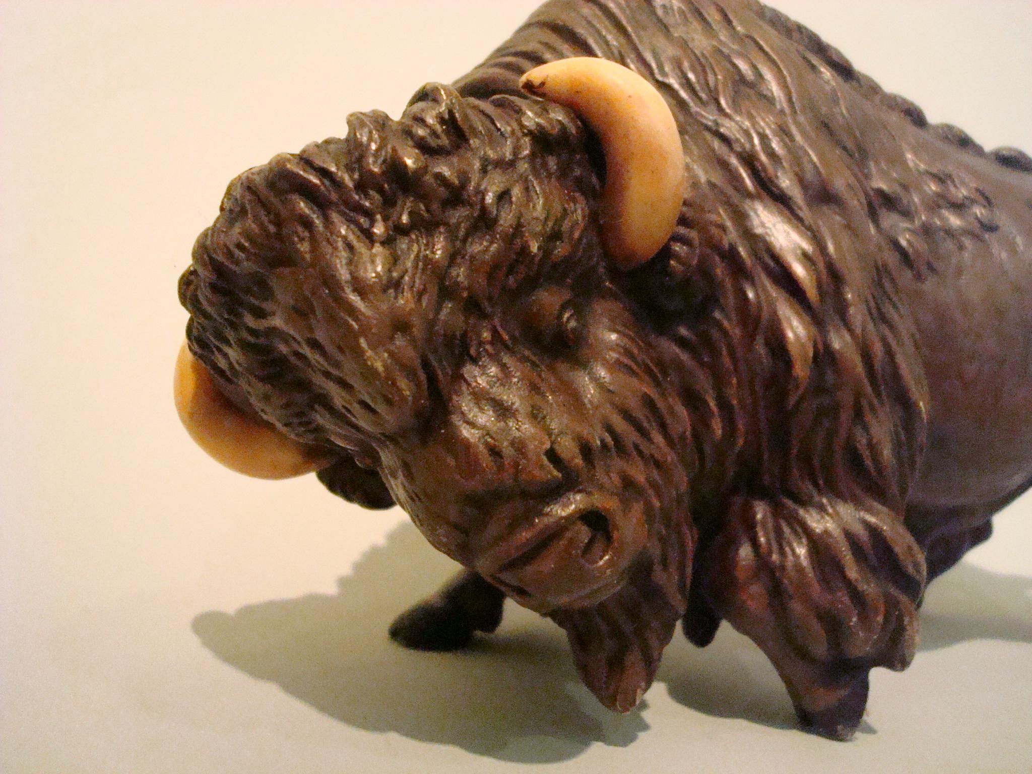 Large 19th Century Austrian Painted Bronze Sculpture of a Buffalo For Sale 2