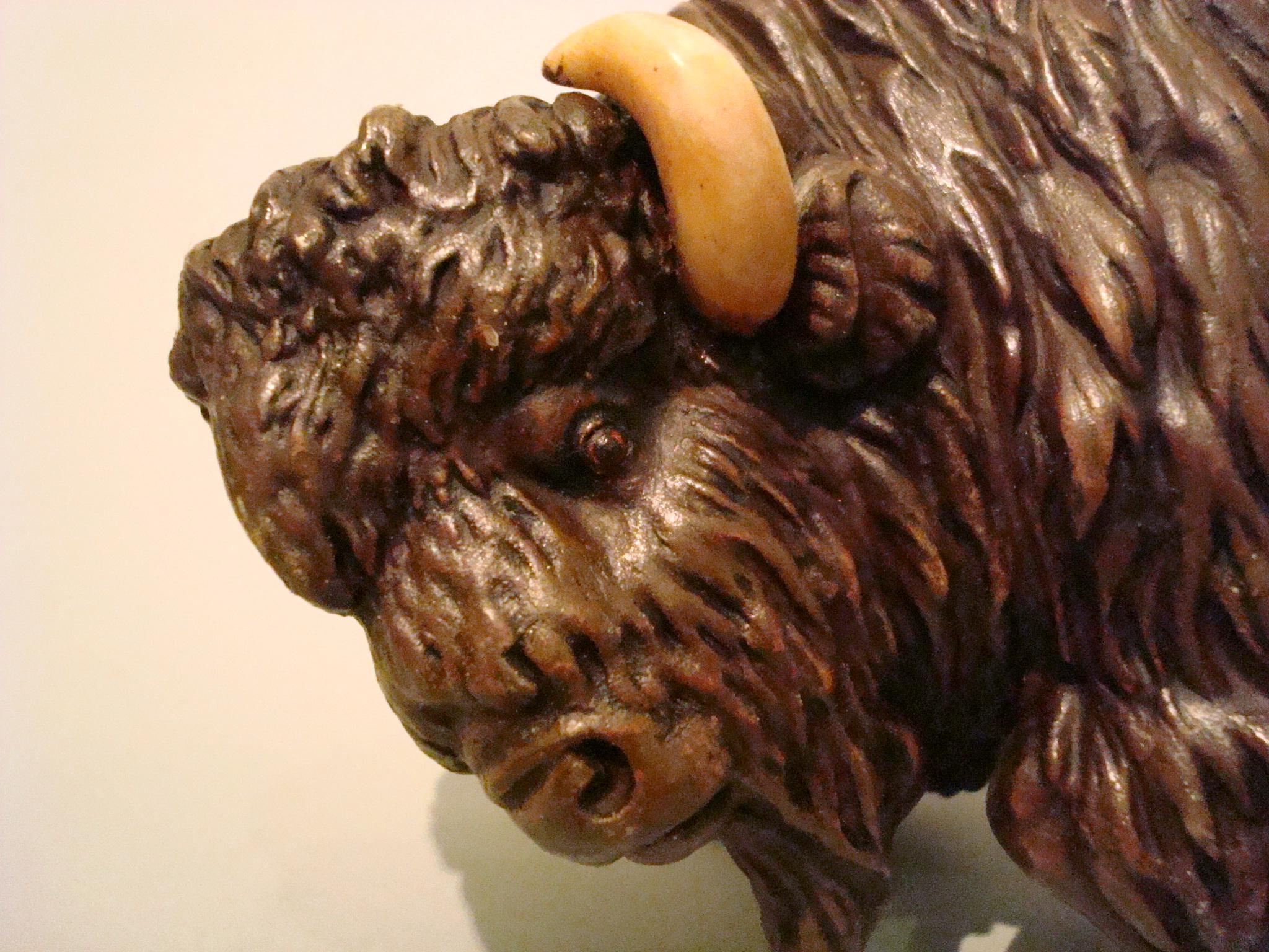 Large 19th Century Austrian Painted Bronze Sculpture of a Buffalo For Sale 3
