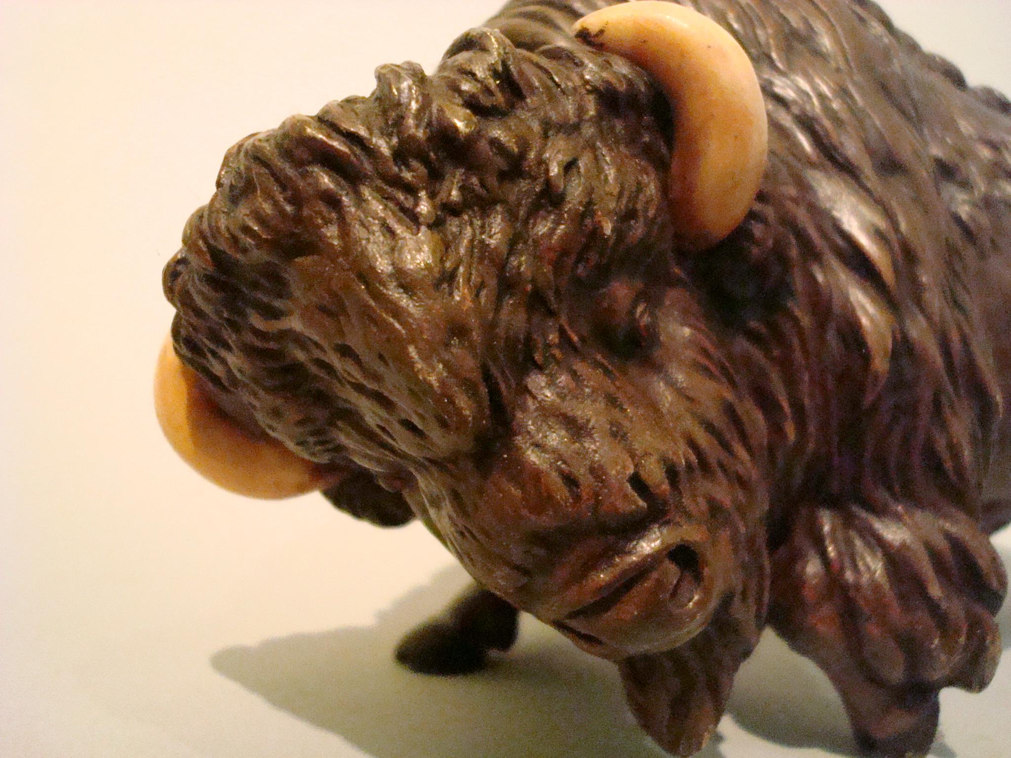 Large 19th Century Austrian Painted Bronze Sculpture of a Buffalo For Sale 8
