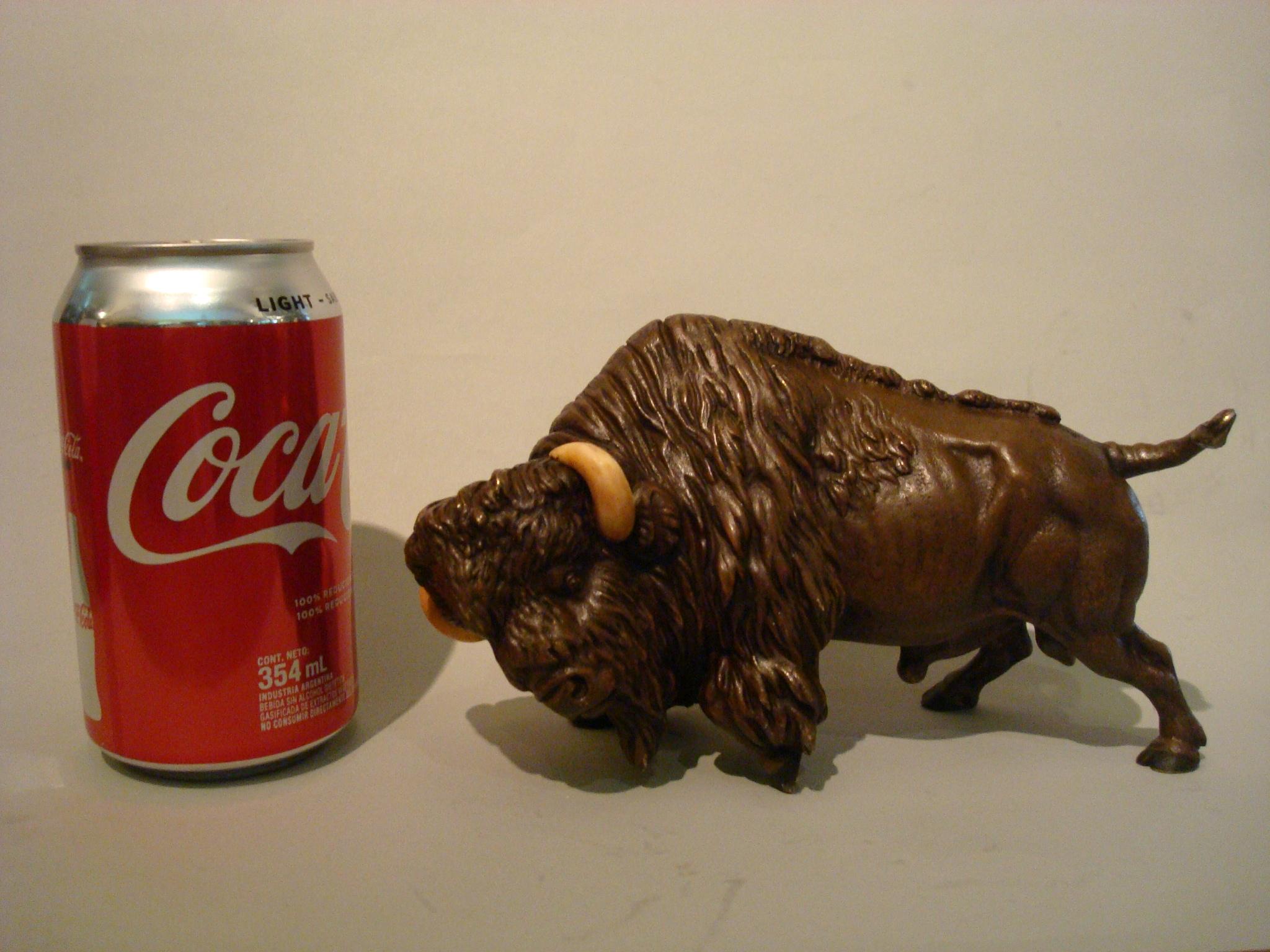 Art Nouveau Large 19th Century Austrian Painted Bronze Sculpture of a Buffalo