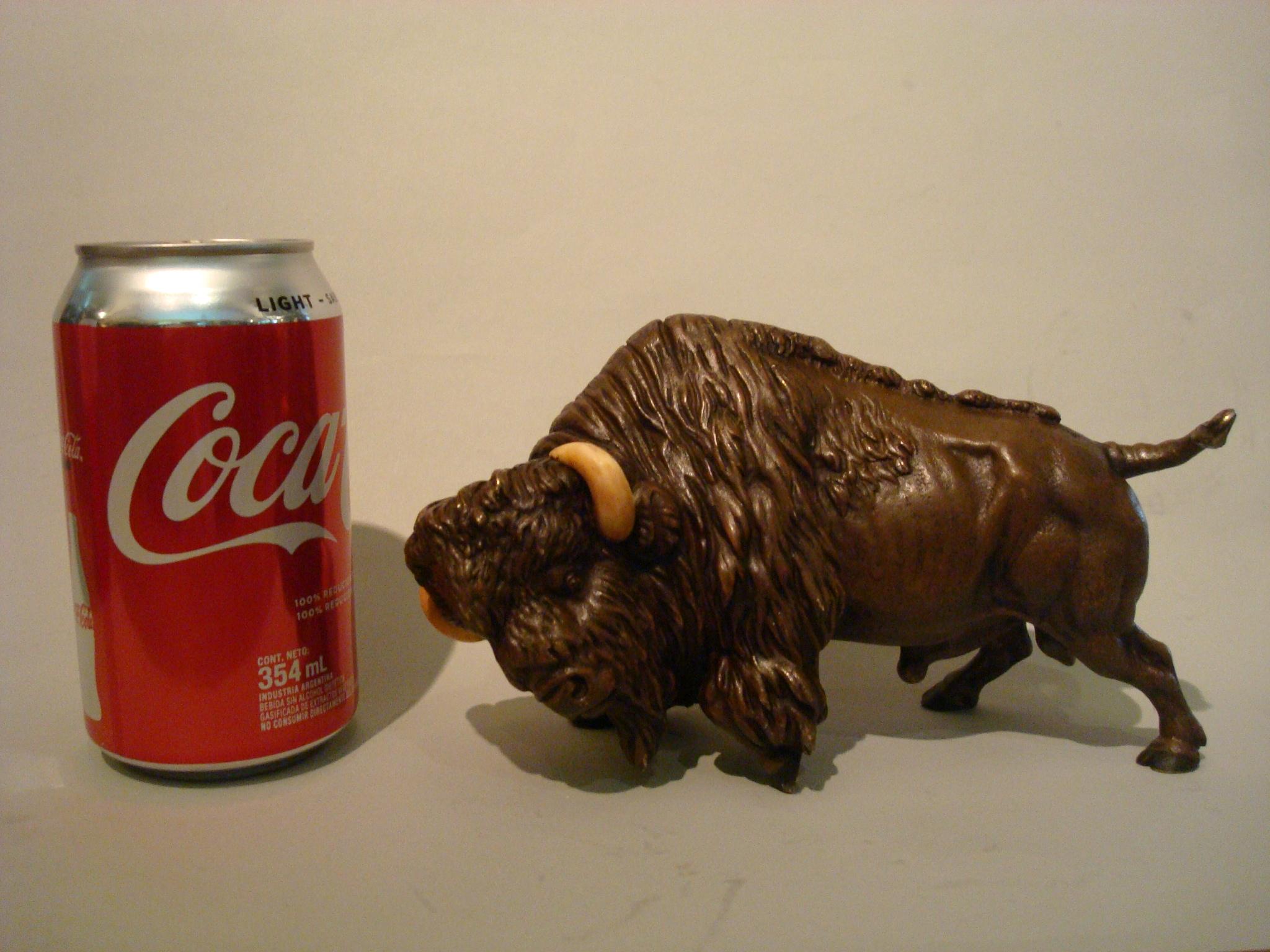 Art Nouveau Large 19th Century Austrian Painted Bronze Sculpture of a Buffalo For Sale