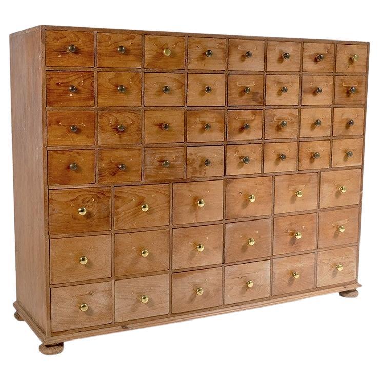 Large 19th Century Bank of 50 Haberdashery Drawer Storage Seed Merchant Cupboard