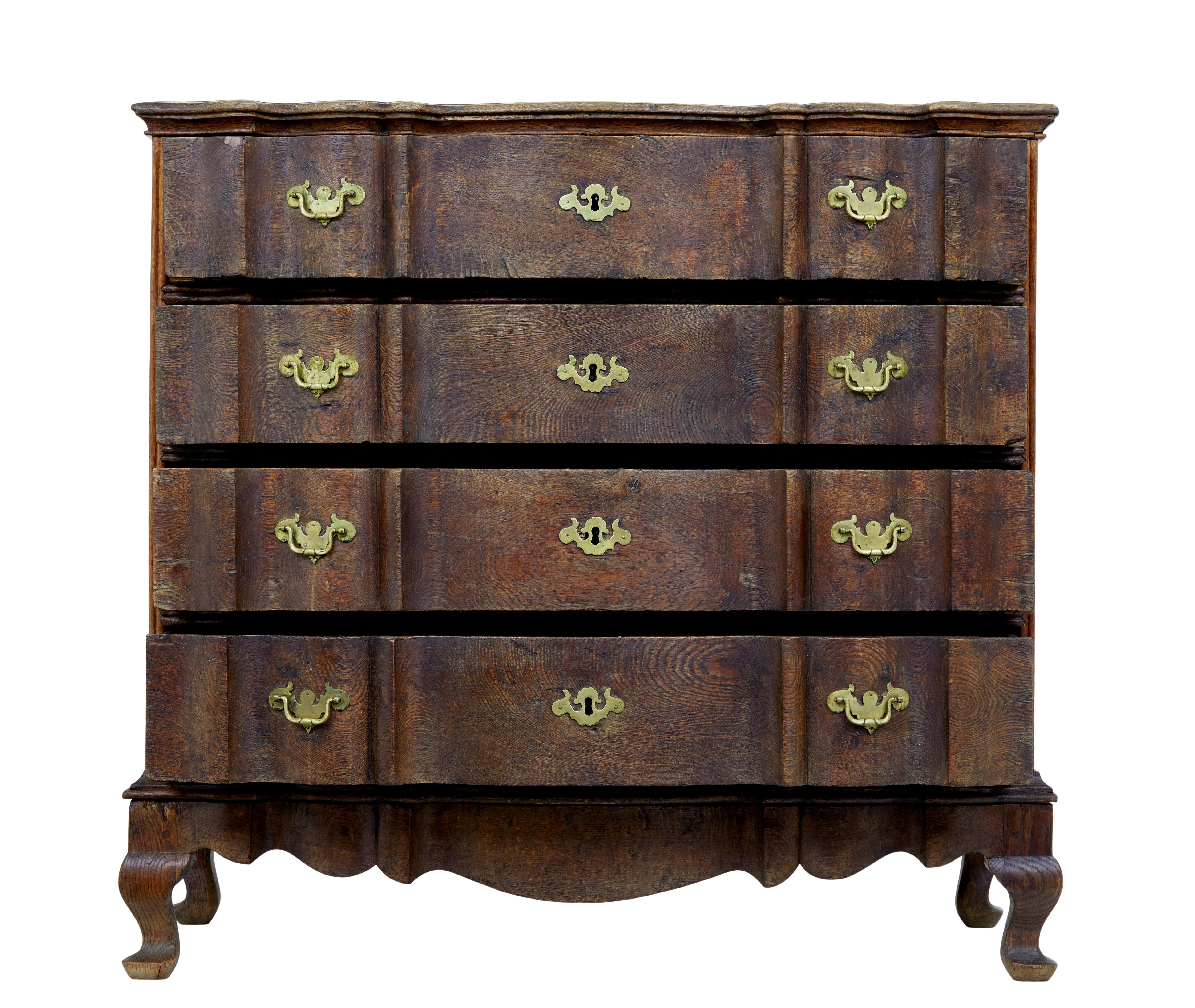 Woodwork Large 19th Century Baroque Revival Danish Oak Chest of Drawers