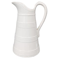 Large 19th Century Belgian White Ironstone Pitcher