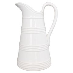 Large 19th Century Belgian White Ironstone Pitcher