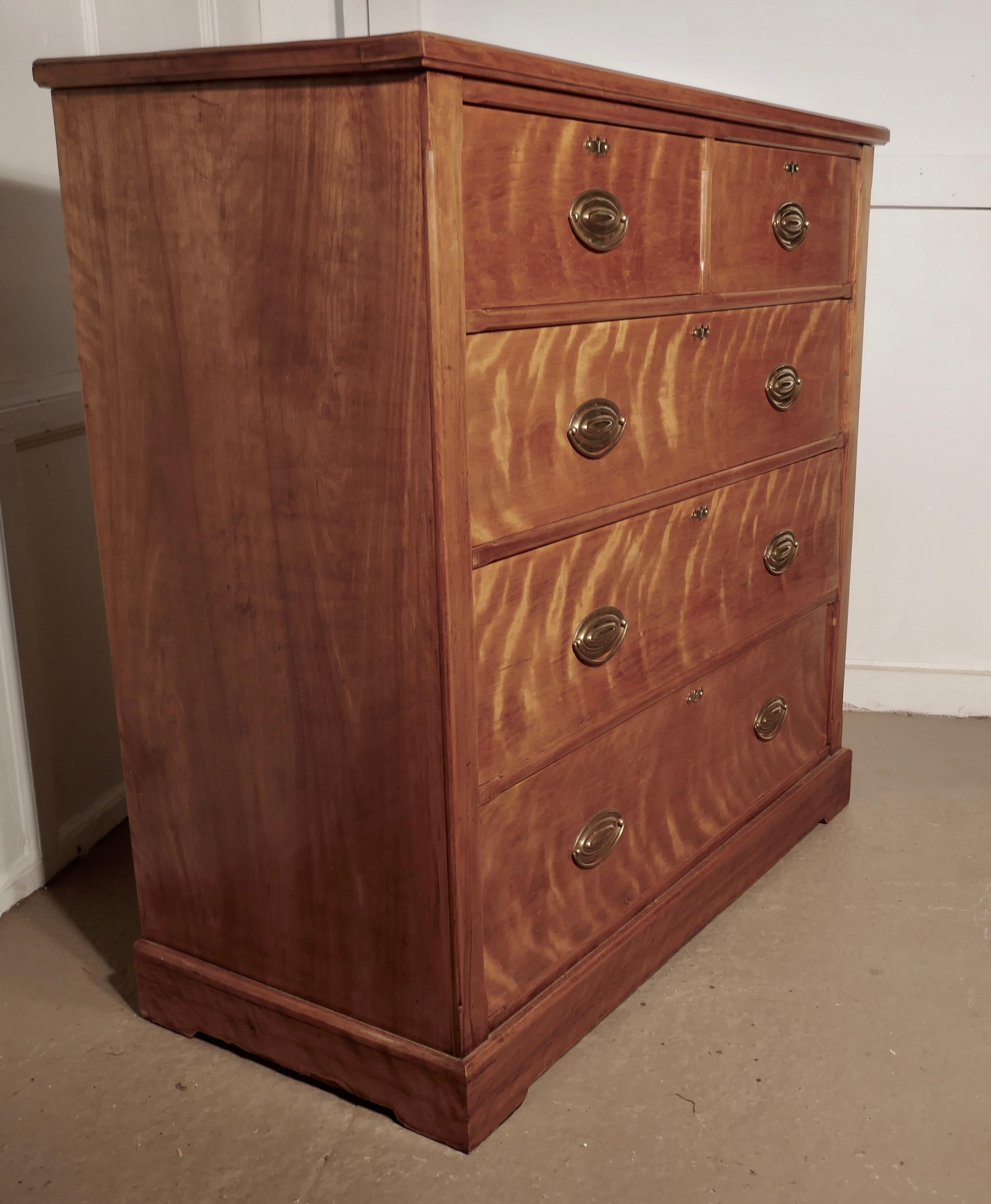 Large 19th century birch chest of drawers

This lovely large chest is has 2 short drawers over three graduated drawers and a sold top with an attractive moulded edge
The chest has been beautifully restored, with new handles and escutcheons, all