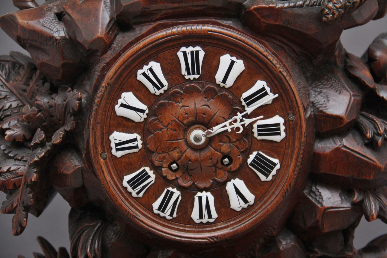 Walnut Large 19th Century Black Forest Mantle Clock