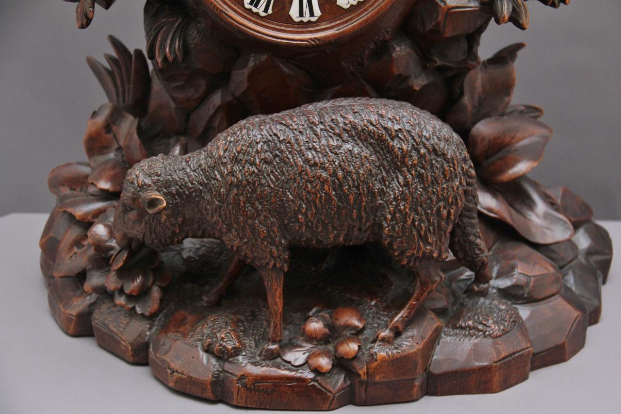 Large 19th Century Black Forest Mantle Clock 1