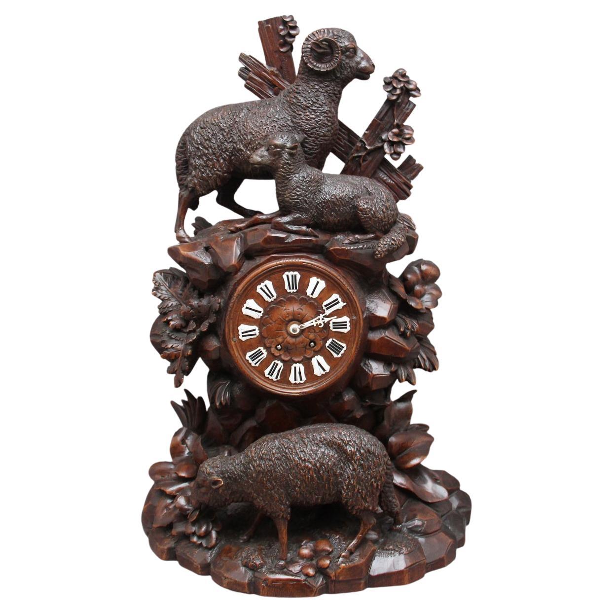 Large 19th Century Black Forest Mantle Clock