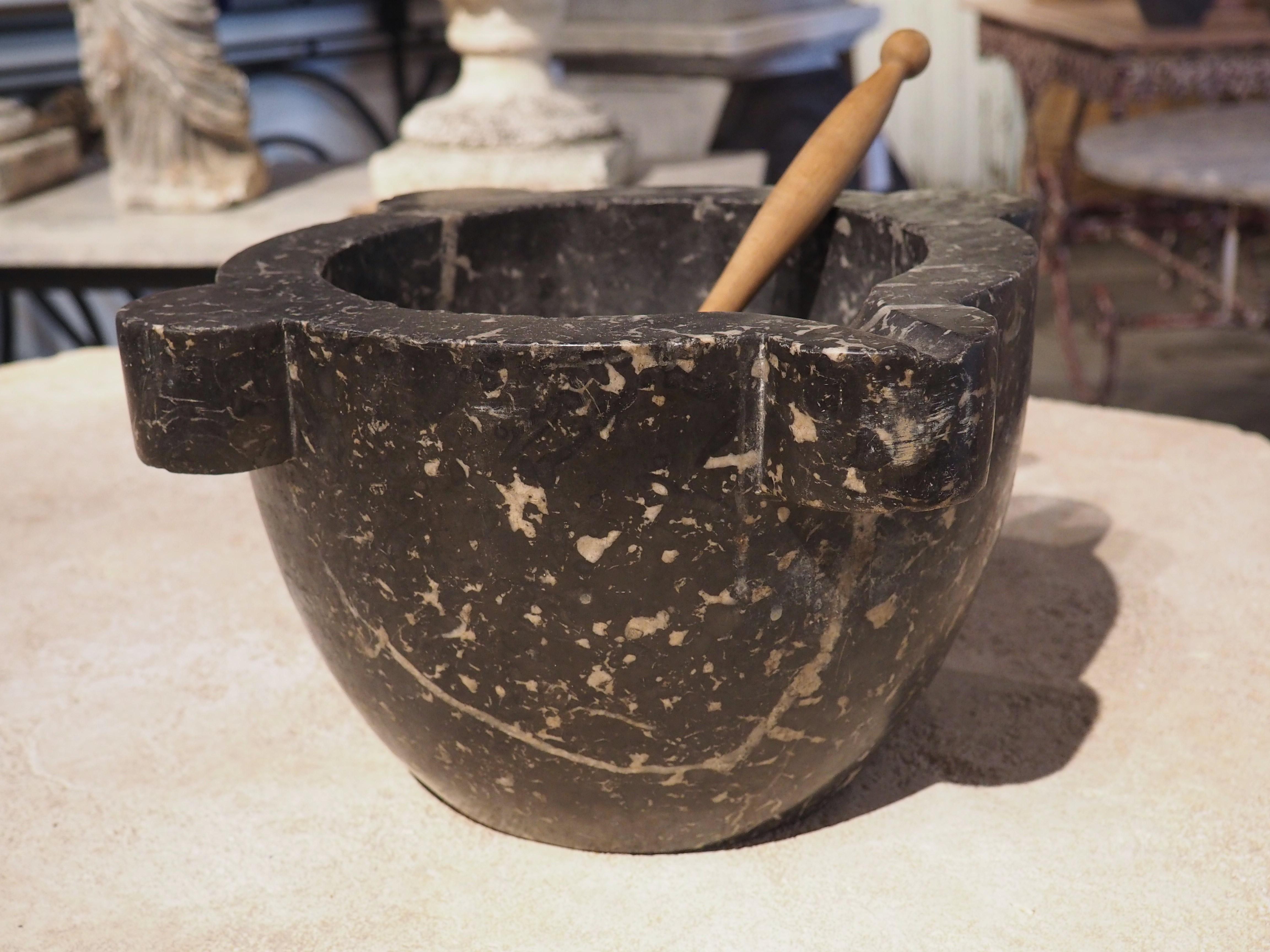 Large 19th Century Black Marble Mortar and Pestle from France 4