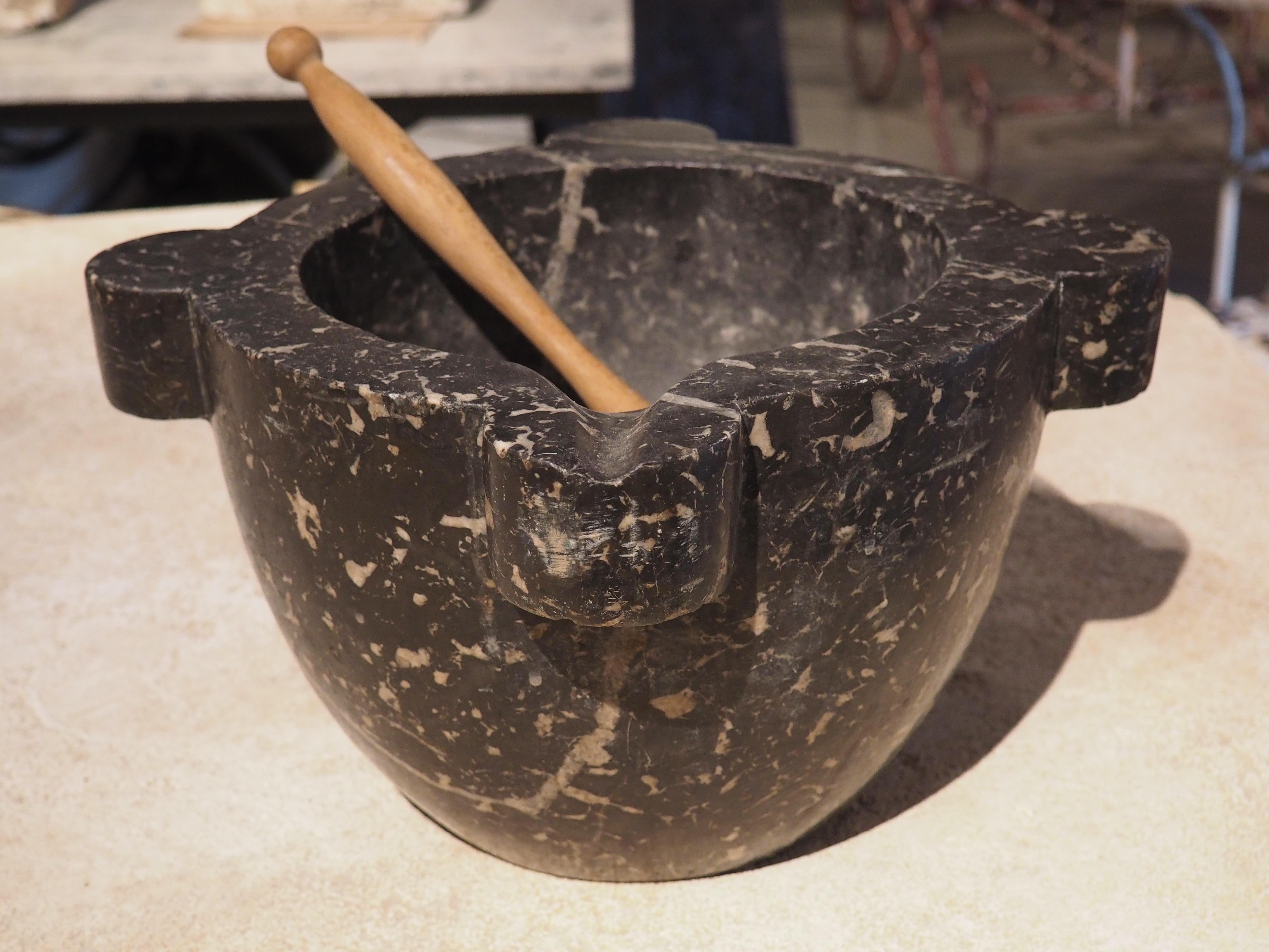 Large 19th Century Black Marble Mortar and Pestle from France 5