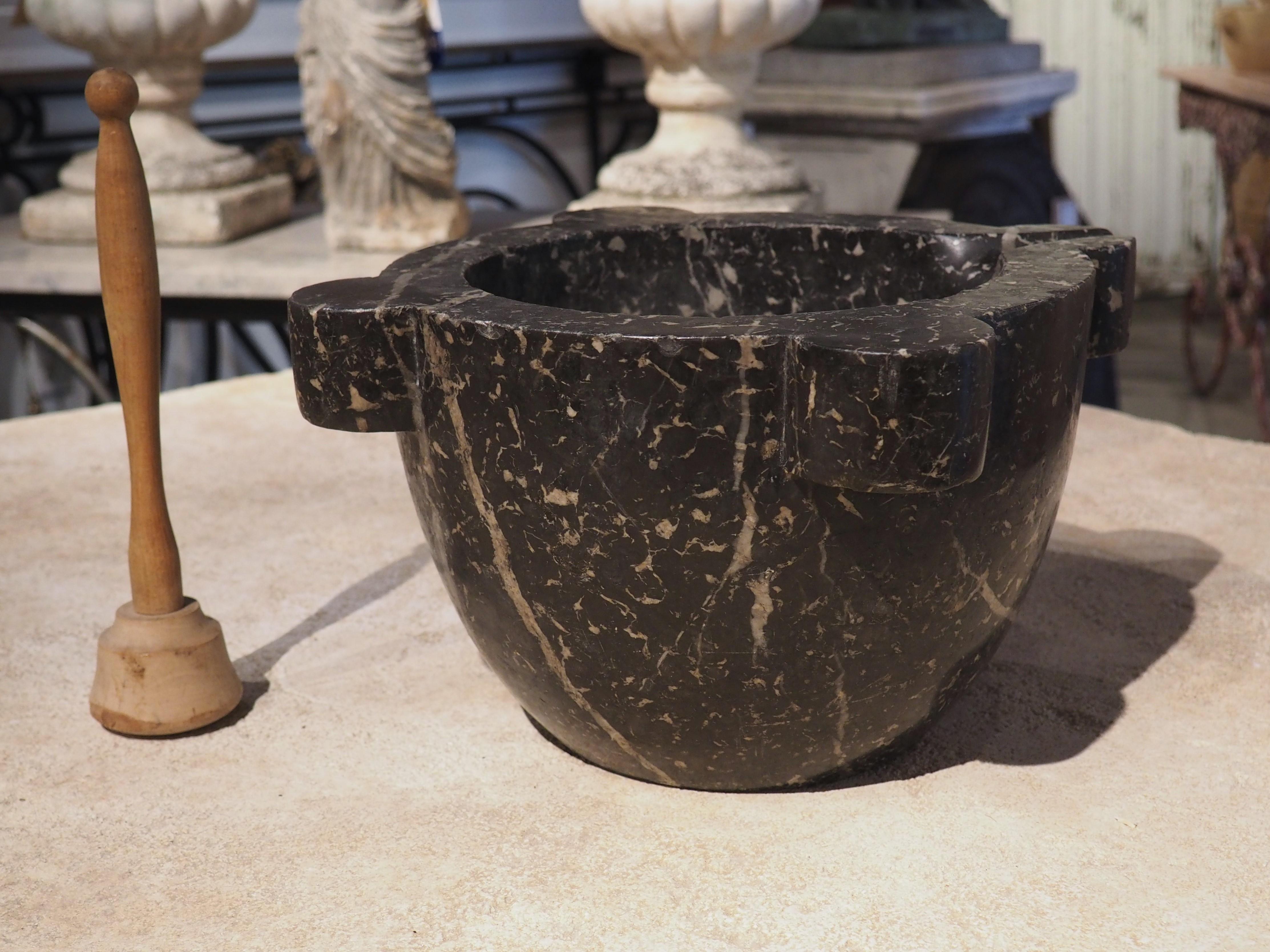 Large 19th Century Black Marble Mortar and Pestle from France 1