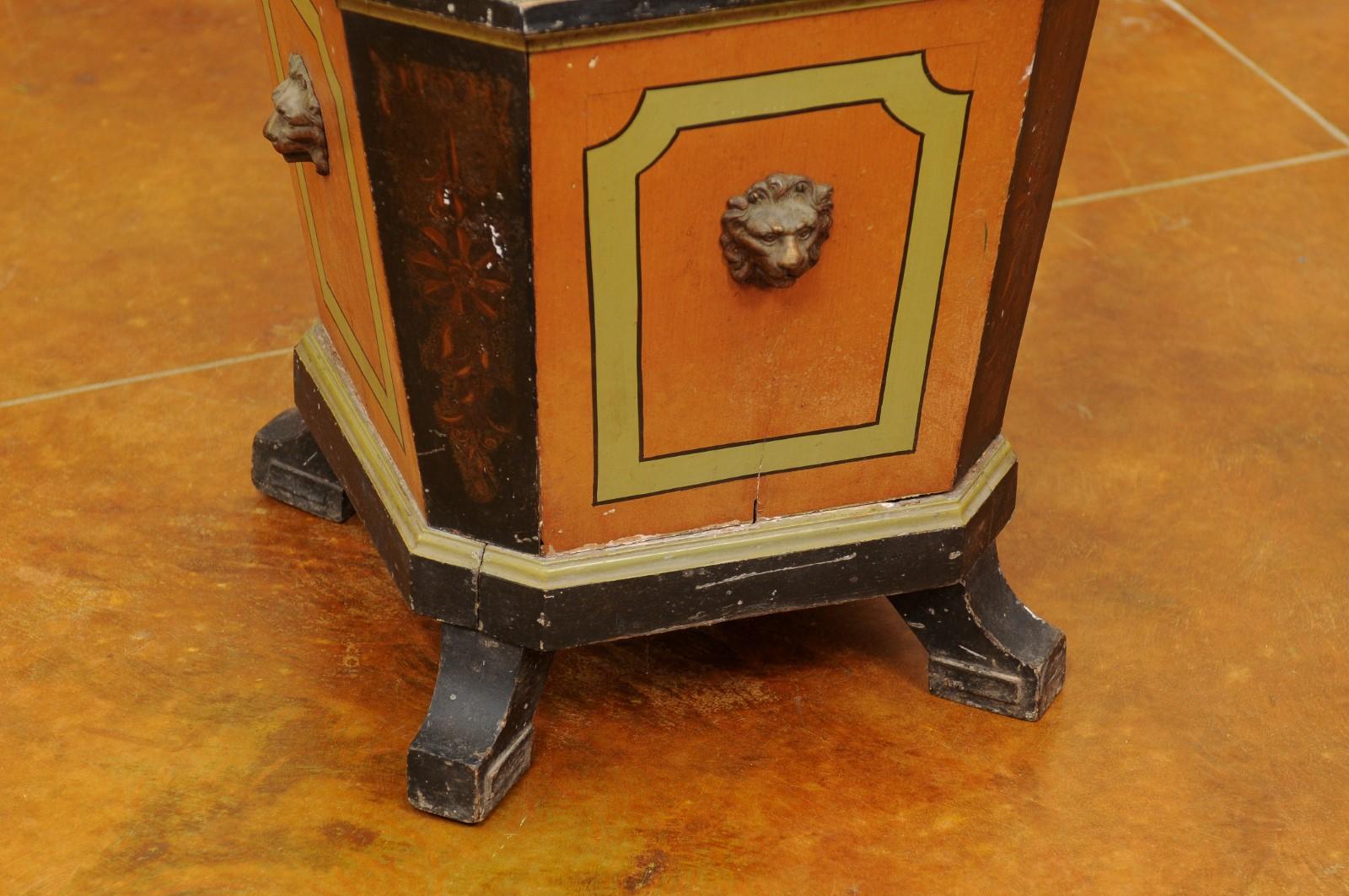 Large 19th Century Black & Ochre Painted Planter with Lion’s Head Detail For Sale 1