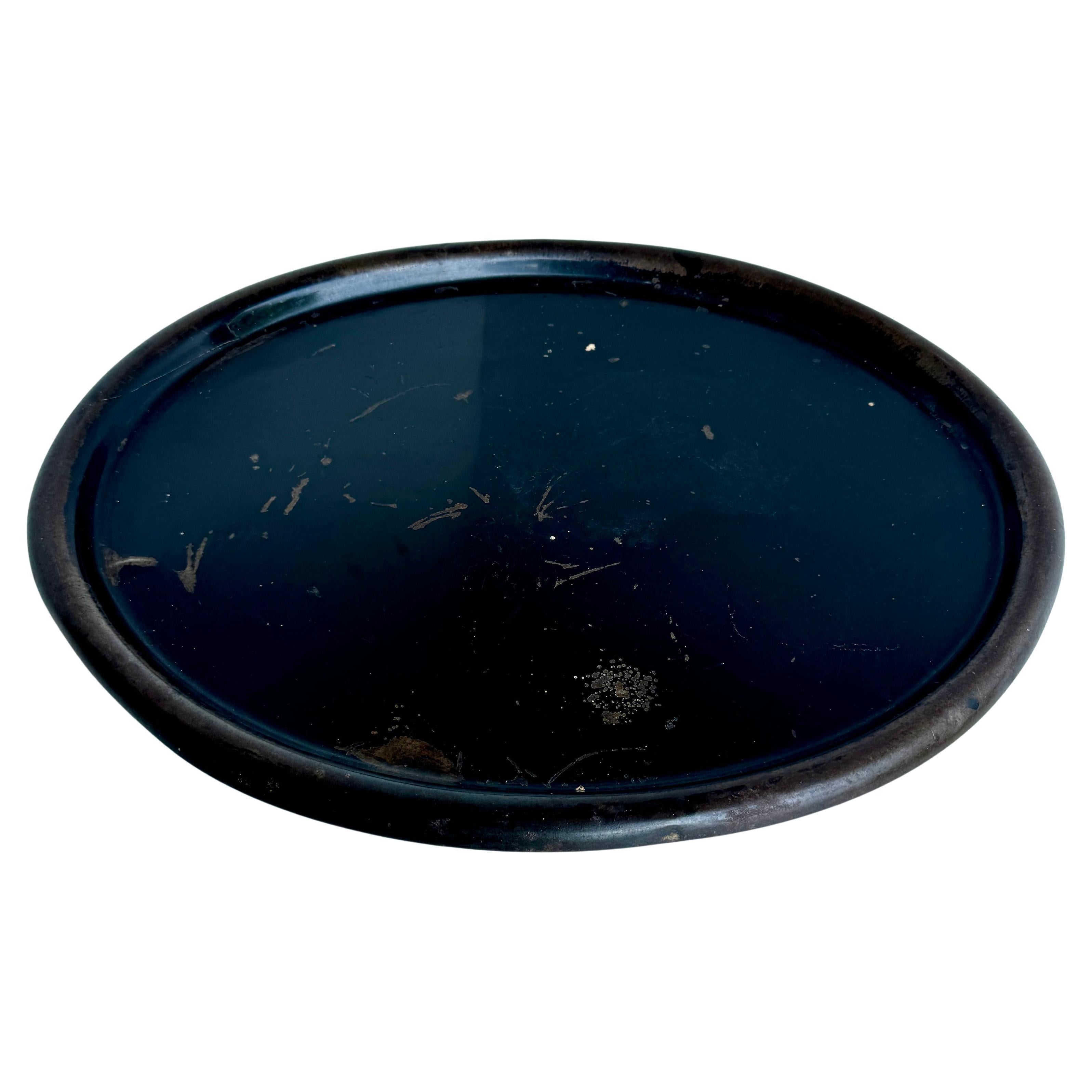 Unbeatable age and patina on this two hundred plus year old oval tray. As found in Sweden, we see this metal tray functioning on a bar area, with glass decanters and liquor bottles atop. 