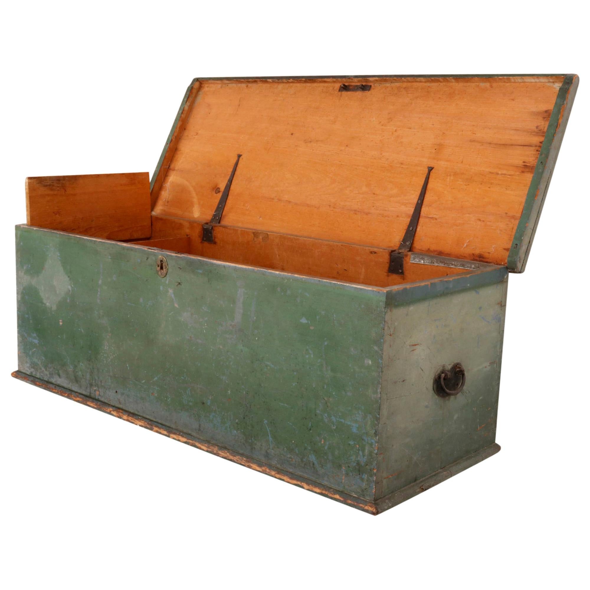 Large 19th Century Blanket Box in Beautiful Green