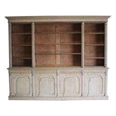 Large 19th Century Bleached Oak English Bookcase