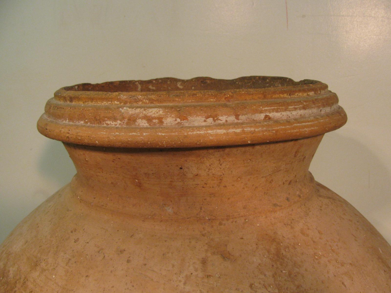 Hand-Crafted Large 19th Century Blond Terracotta Garden Olive Storage Urn