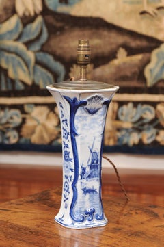 Large 19th Century Blue & White Delft Vase, wired as Lamp