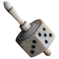 Large 19th Century Bone Spinning Top Dice, Teetotum