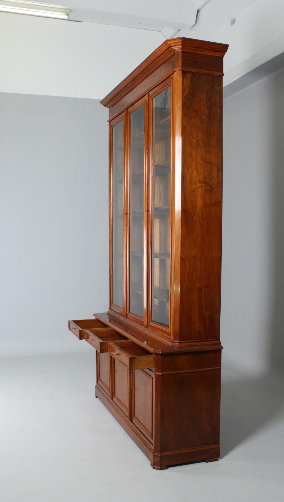 Large 19th Century Bookcase, Bibliotheque, Library, Walnut, France, circa 1850 For Sale 8