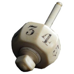 Large 19th Century Bovine 8-Sided Spinning Top Dice, Teetotum