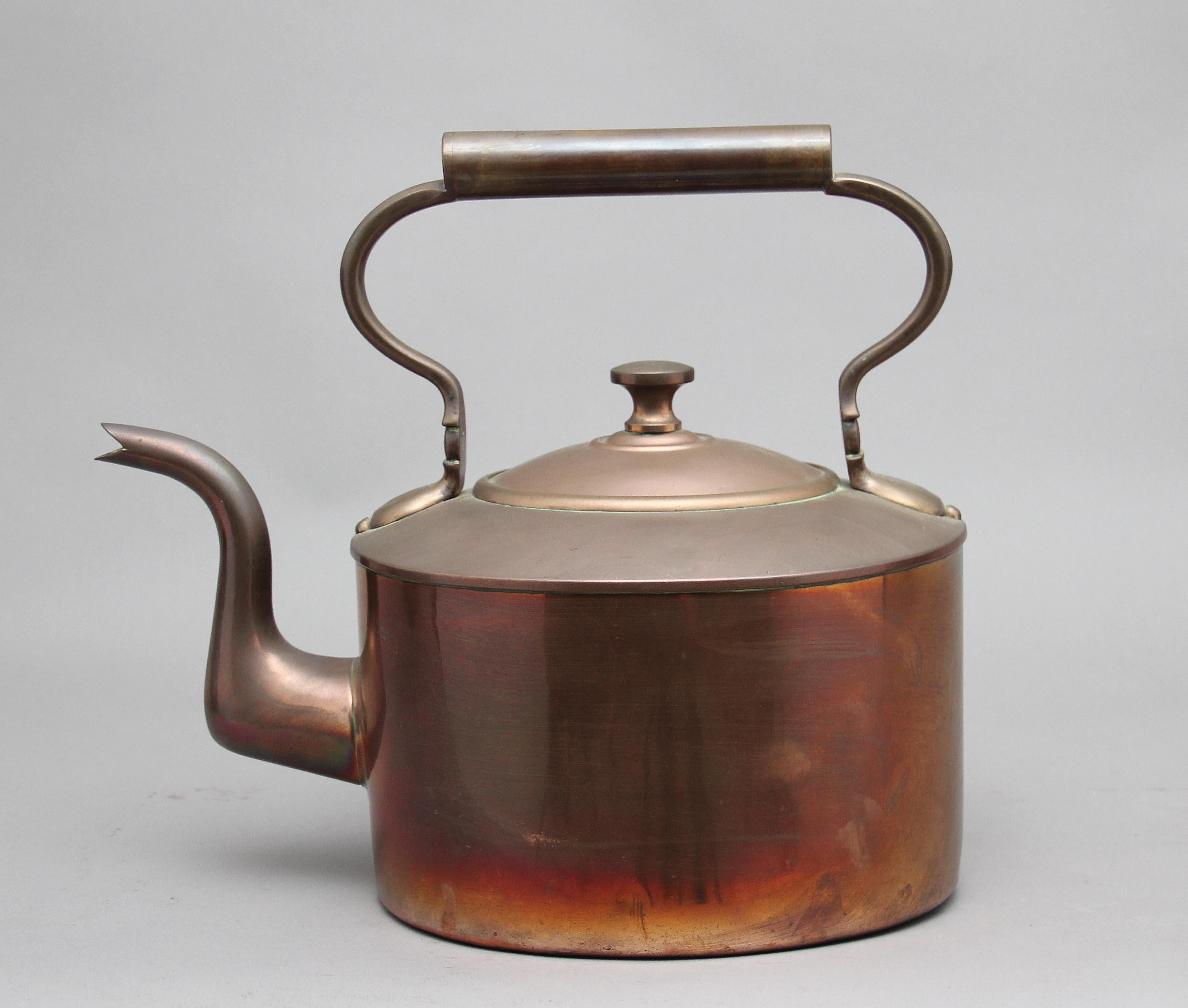 large antique copper kettle