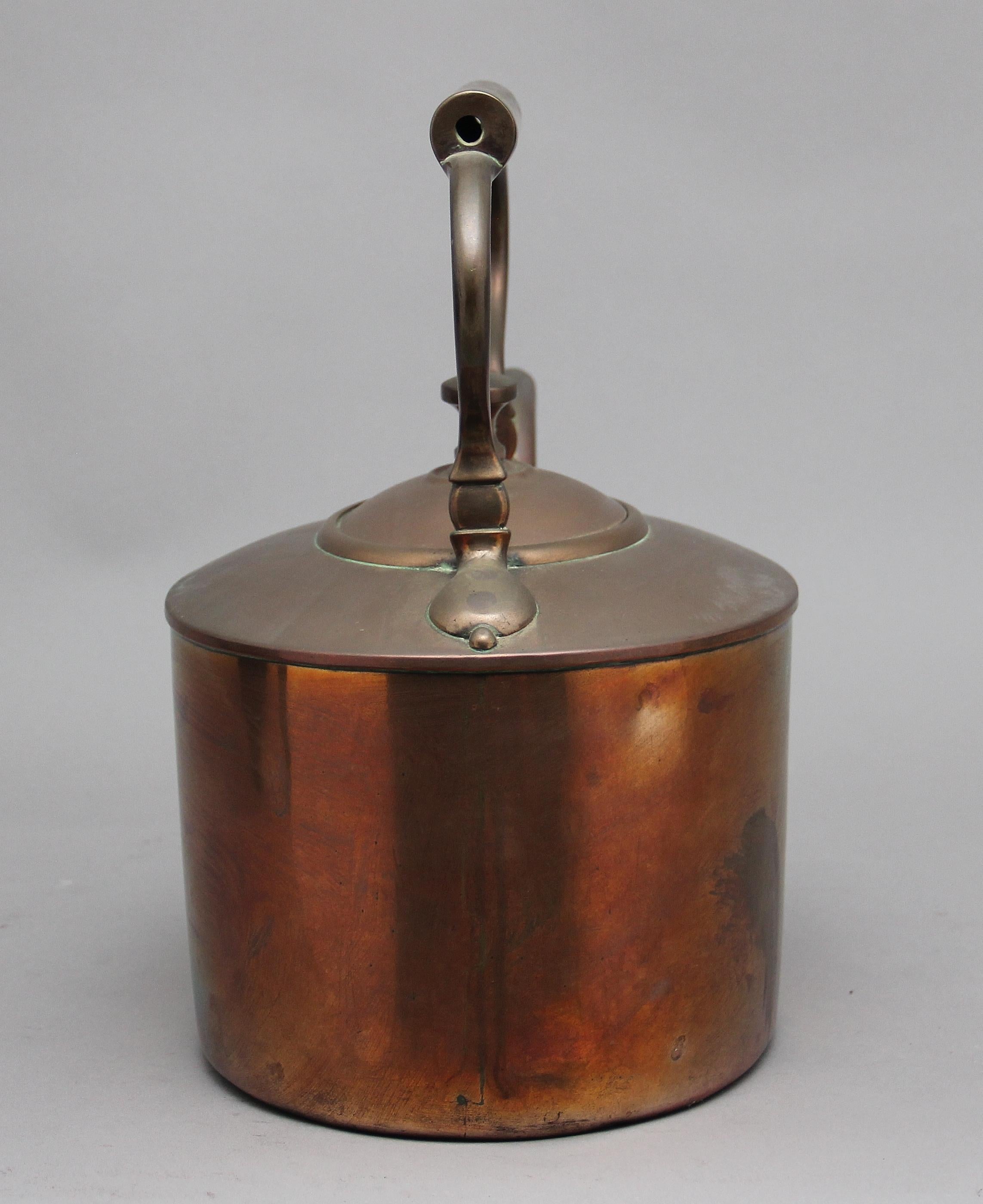 British Large 19th Century Brass Copper Kettle