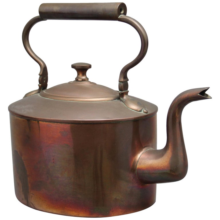 Large 19th Century Brass Copper Kettle For Sale at 1stDibs
