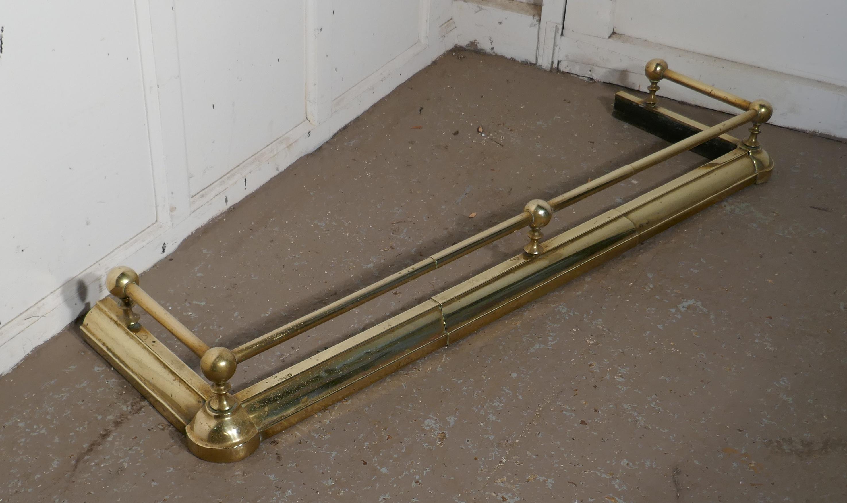 Victorian Large 19th Century Brass Fender For Sale