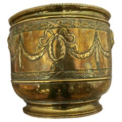 Large 19th Century Brass Jardinière with Faces