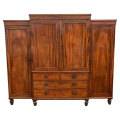Large 19th century breakfront wardrobe four door armoire