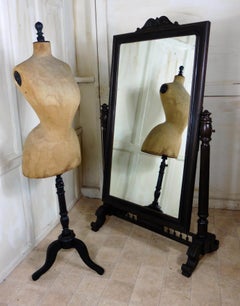 Large 19th Century Breton Oak Cheval Mirror