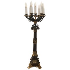 Antique Large 19th Century Bronze and Ormolu Electrified Candelabra