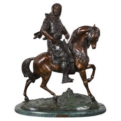 Large 19th Century Bronze, “Arab on a Horse” Signed by Barye