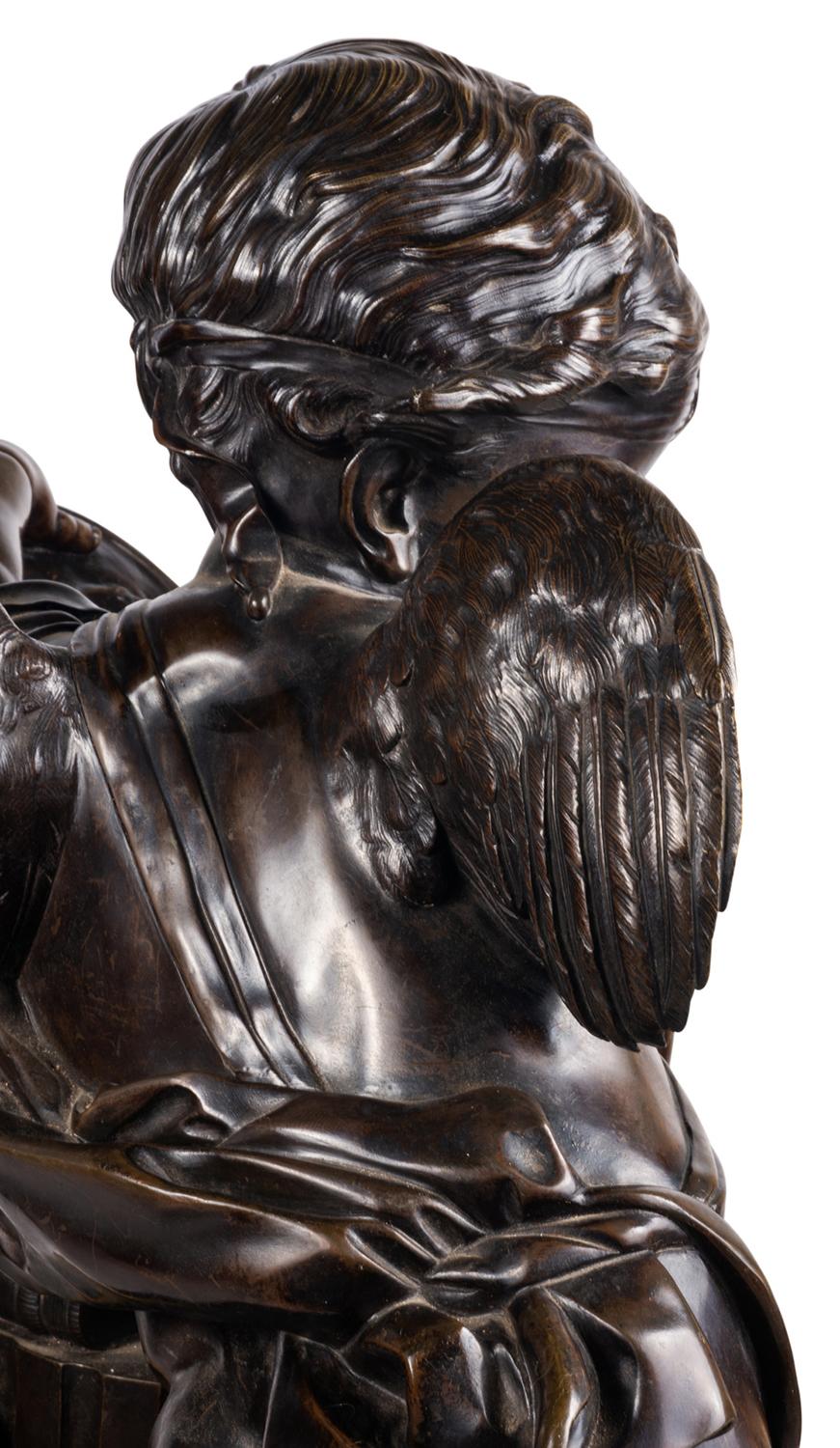 Große Cherub-Kaminuhr aus Bronze des 19. Jahrhunderts im Angebot 8