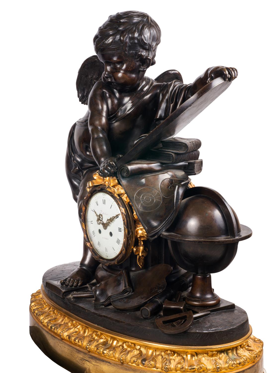 Large 19th Century Bronze Cherub Mantel Clock For Sale 12
