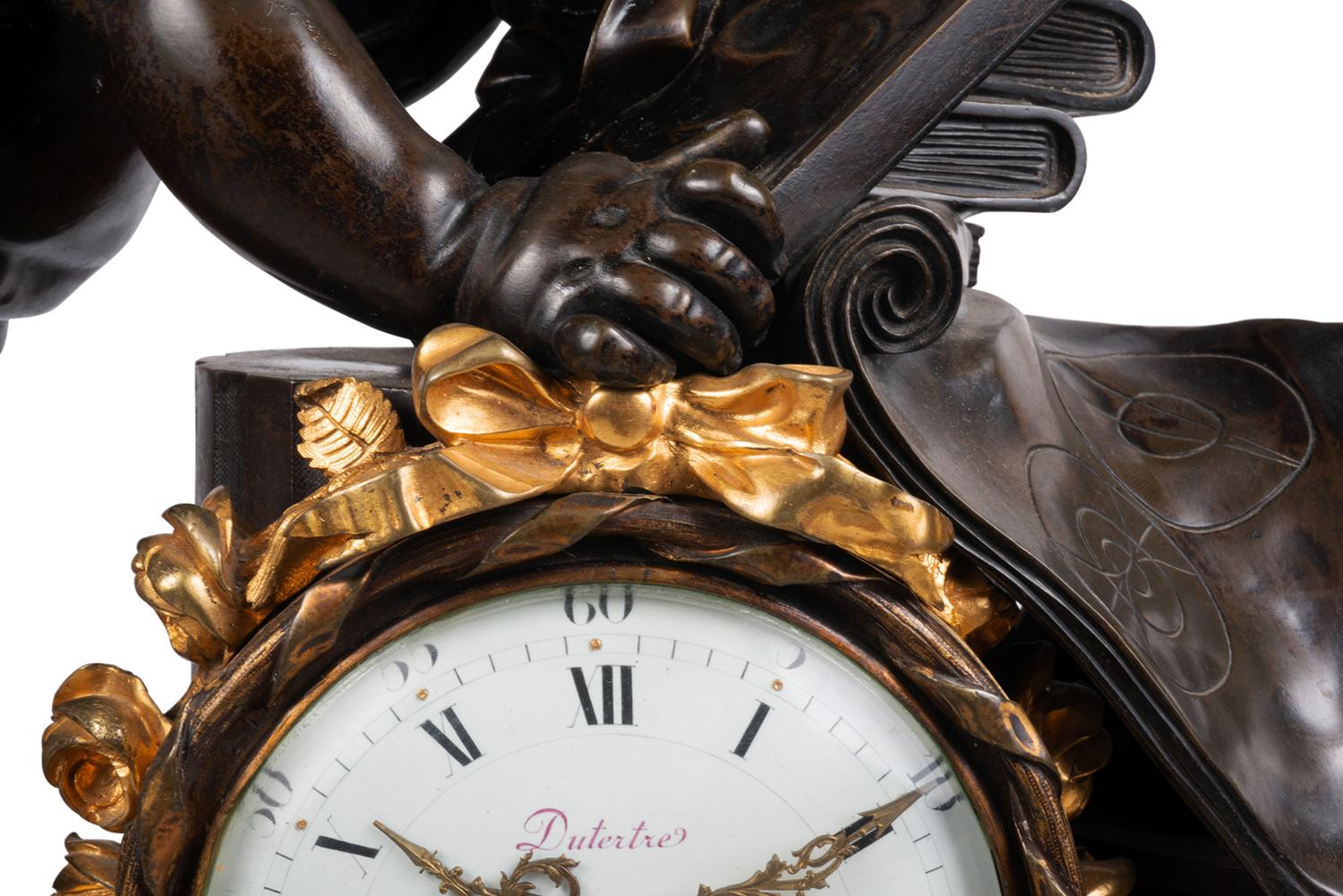 Louis XVI Large 19th Century Bronze Cherub Mantel Clock For Sale
