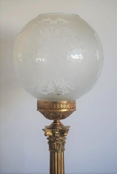Large 19th Century Bronze Column Candelabra Table Lamp