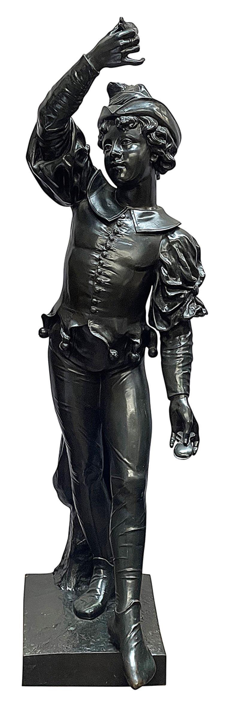 Une statue en bronze patiné du XIXe siècle représentant un bouffon de cour, signée A. Bolle, est merveilleusement impressionnante et amusante.
Lot 73 CZZK  60825